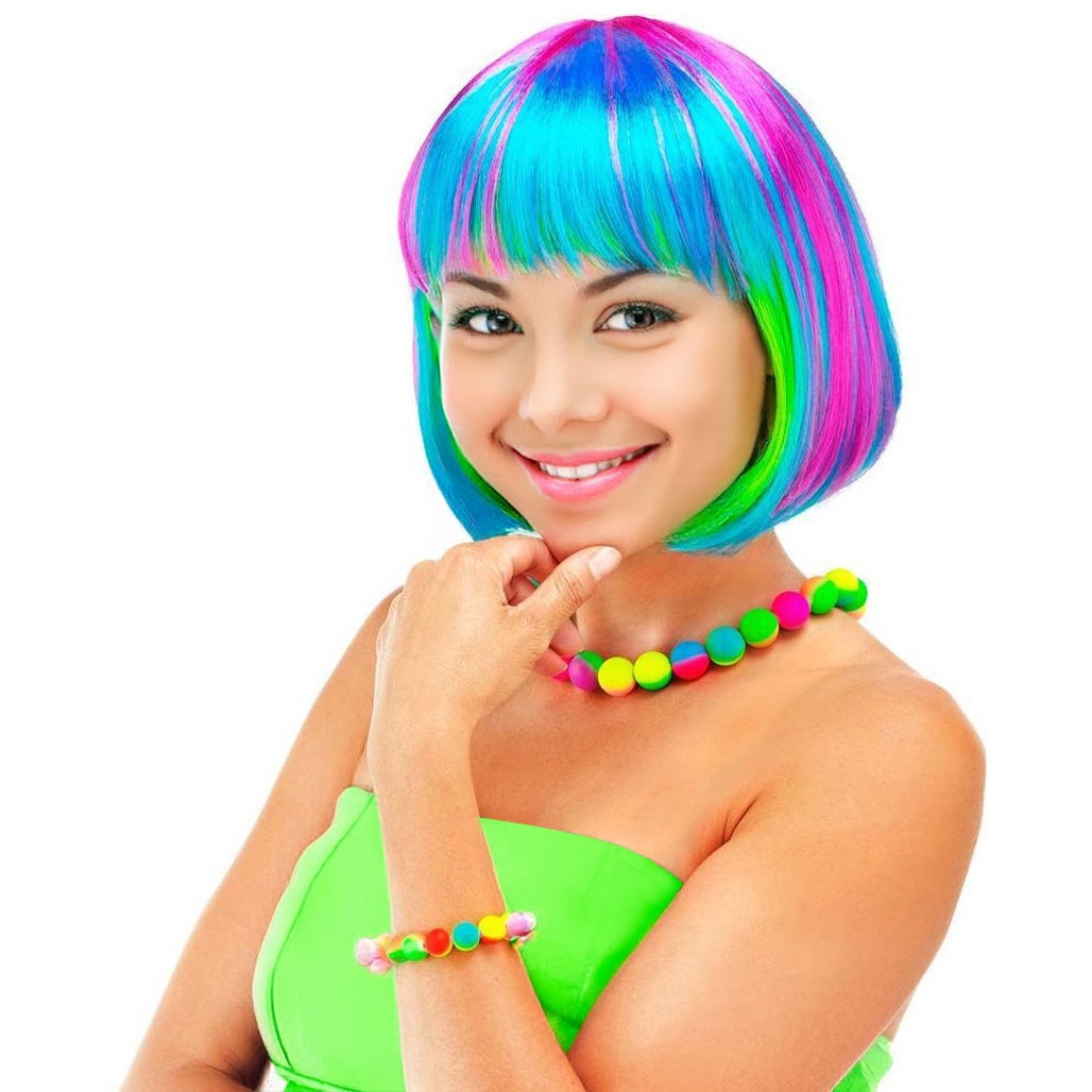 Pruik bob regenboog Pruik bob regenboog