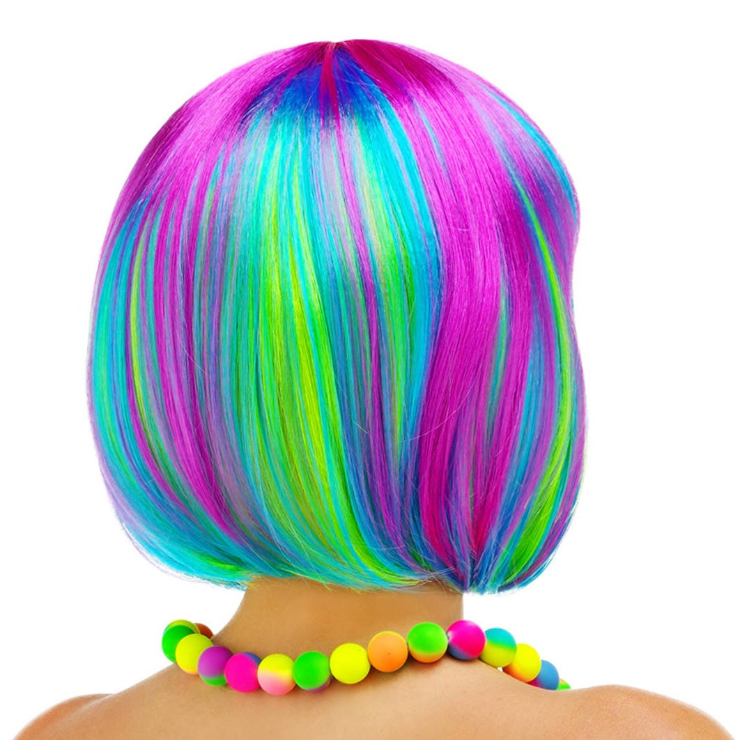 Pruik bob regenboog Pruik bob regenboog