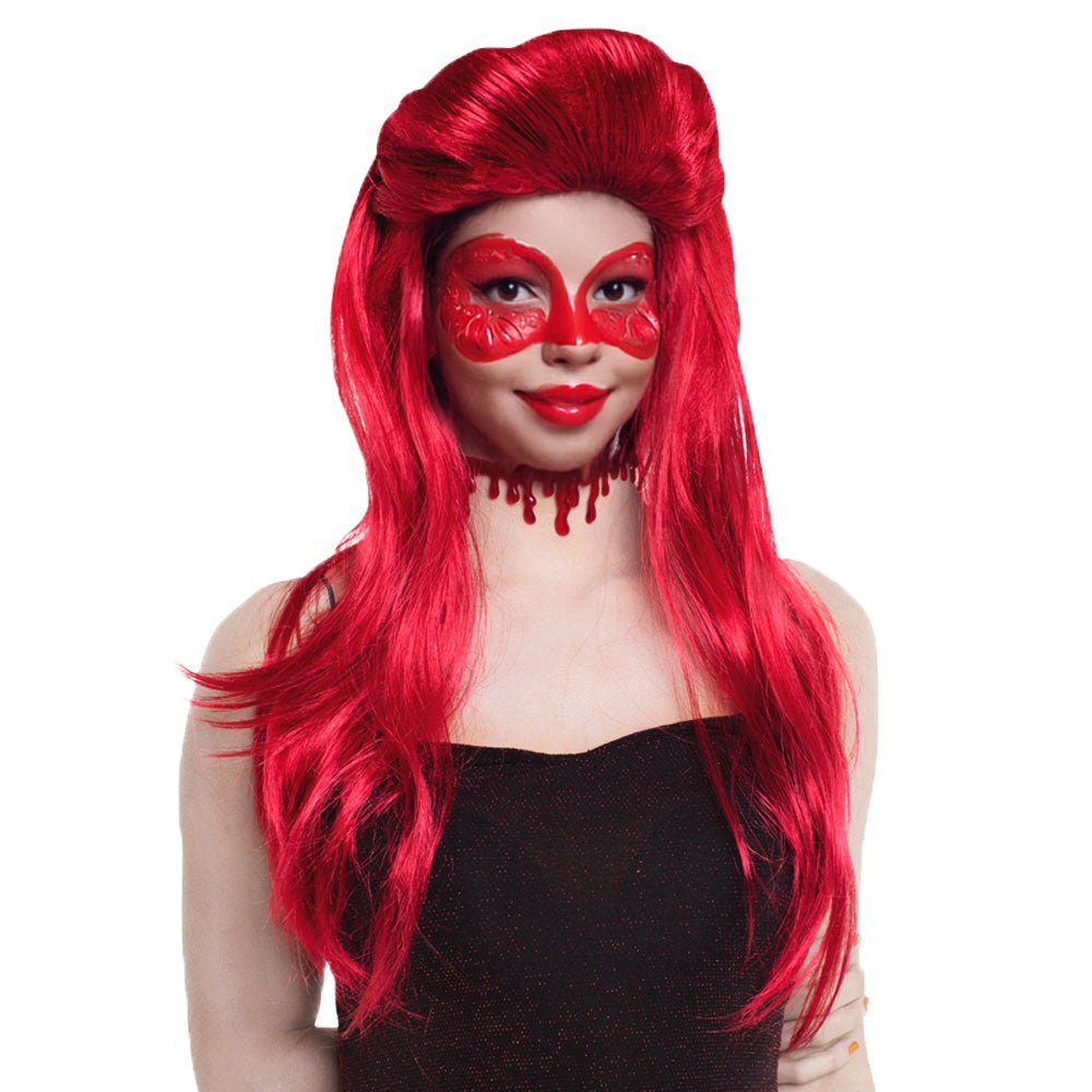 Pruik lang rood Pruik lang rood