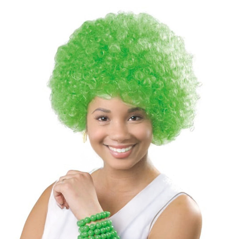 Pruik afro neon groen Pruik afro neon groen