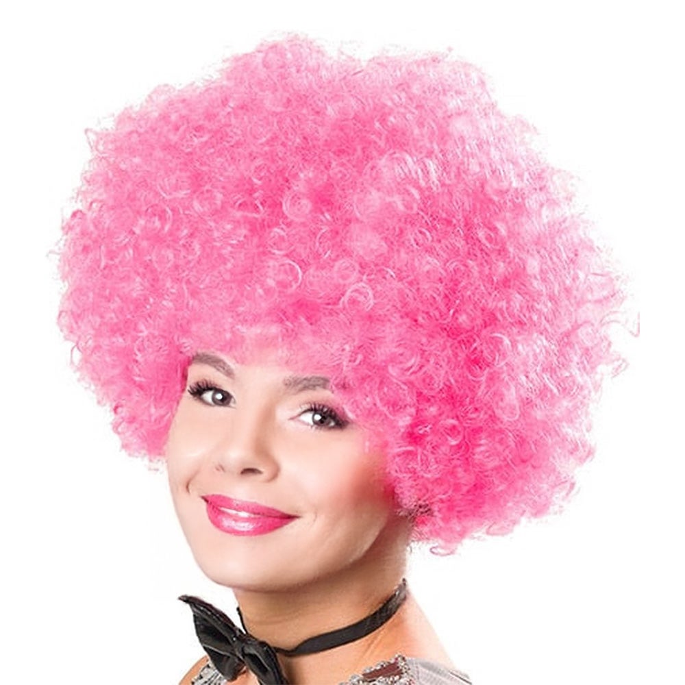 Pruik afro roze Pruik afro roze