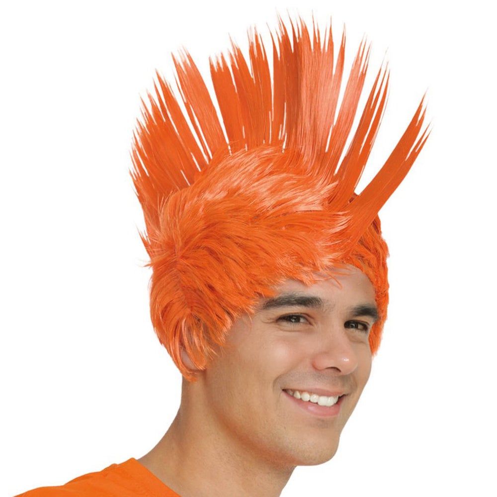 Pruik mowhawk oranje Pruik mowhawk oranje