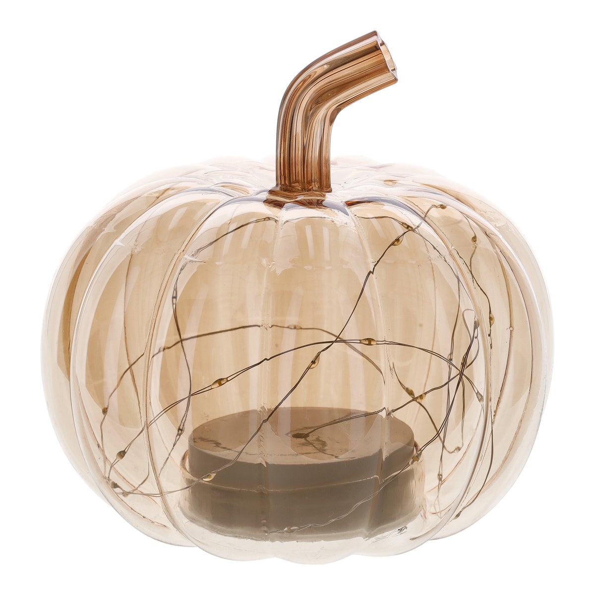 Pompoen van glas 17 x 16 cm 30 LED-lampjes warm wit Pompoen van glas 17 x 16 cm 30 LED-lampjes warm wit