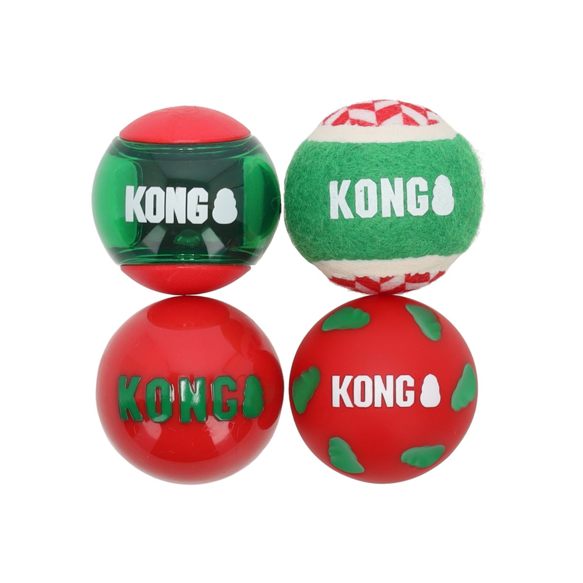 Speelgoed hond kerst bal 4 pak M Kong Speelgoed hond kerst bal 4 pak M Kong