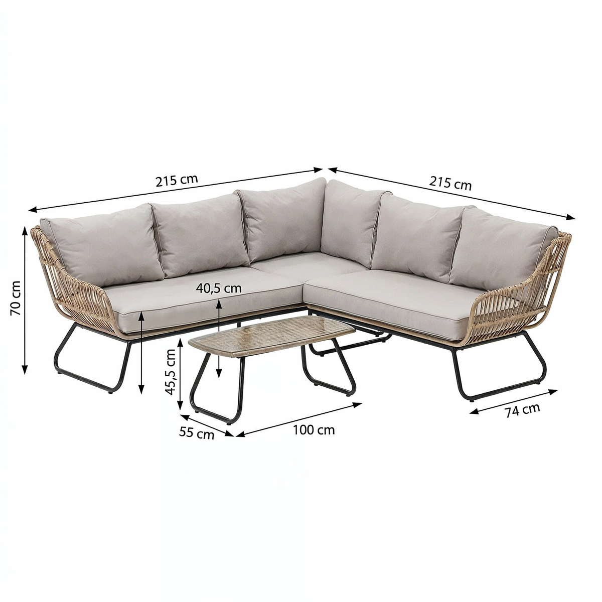 Loungeset Torello natural 5-zits Loungeset Torello natural 5-zits