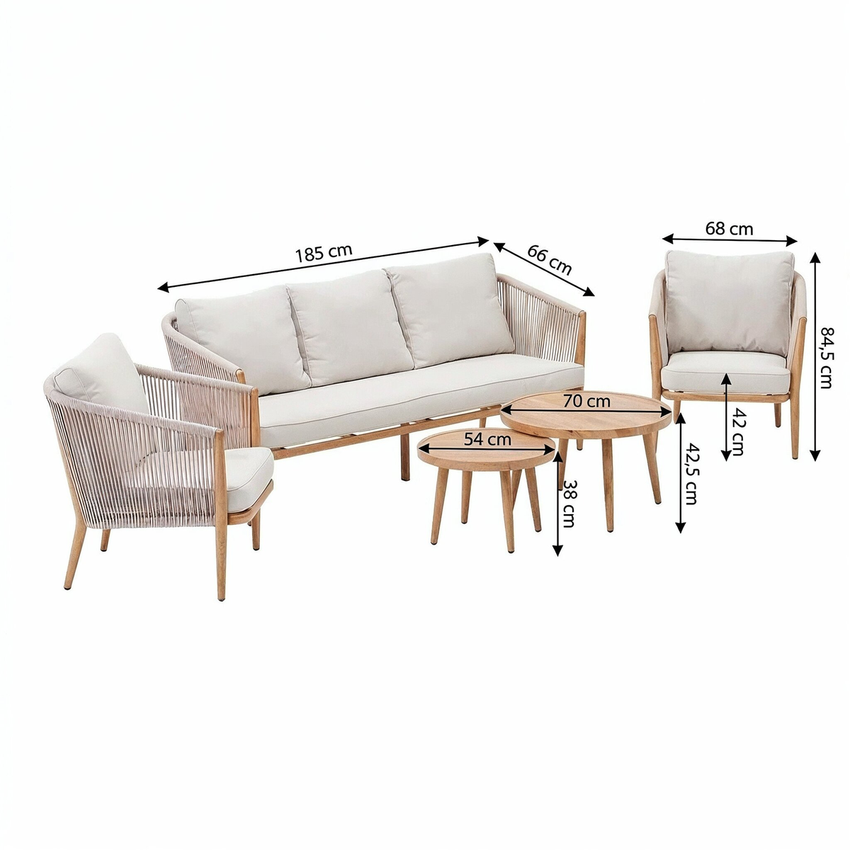 Loungeset Trebbio wood look met kussens - 5 zits Loungeset Trebbio wood look met kussens - 5 zits