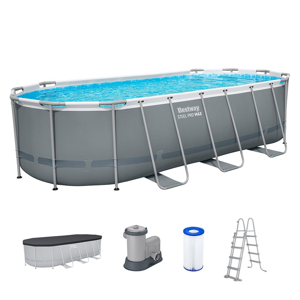 Zwembad power steel ovaal 549 x 274 x 122 cm met pomp, ladder en afdekhoes Bestway Zwembad power steel ovaal 549 x 274 x 122 cm met pomp, ladder en afdekhoes Bestway
