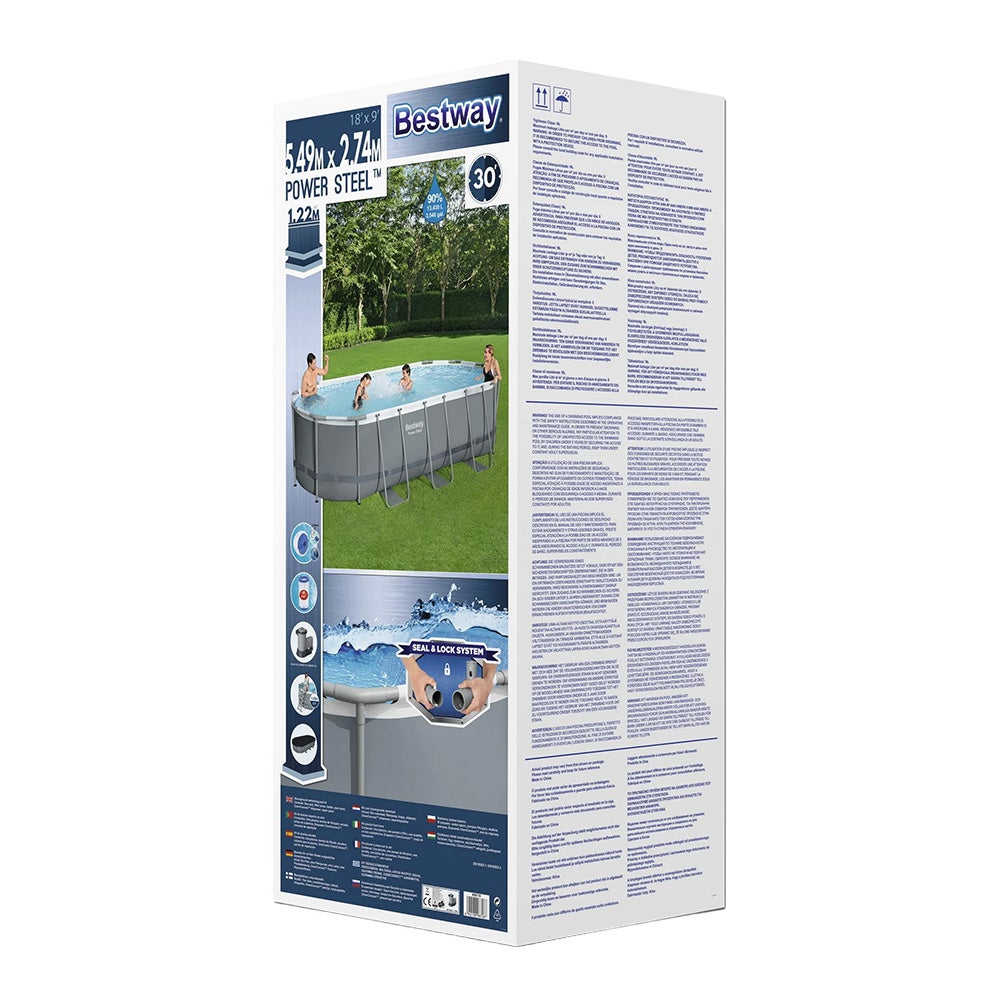 Zwembad power steel ovaal 549 x 274 x 122 cm met pomp, ladder en afdekhoes Bestway Zwembad power steel ovaal 549 x 274 x 122 cm met pomp, ladder en afdekhoes Bestway