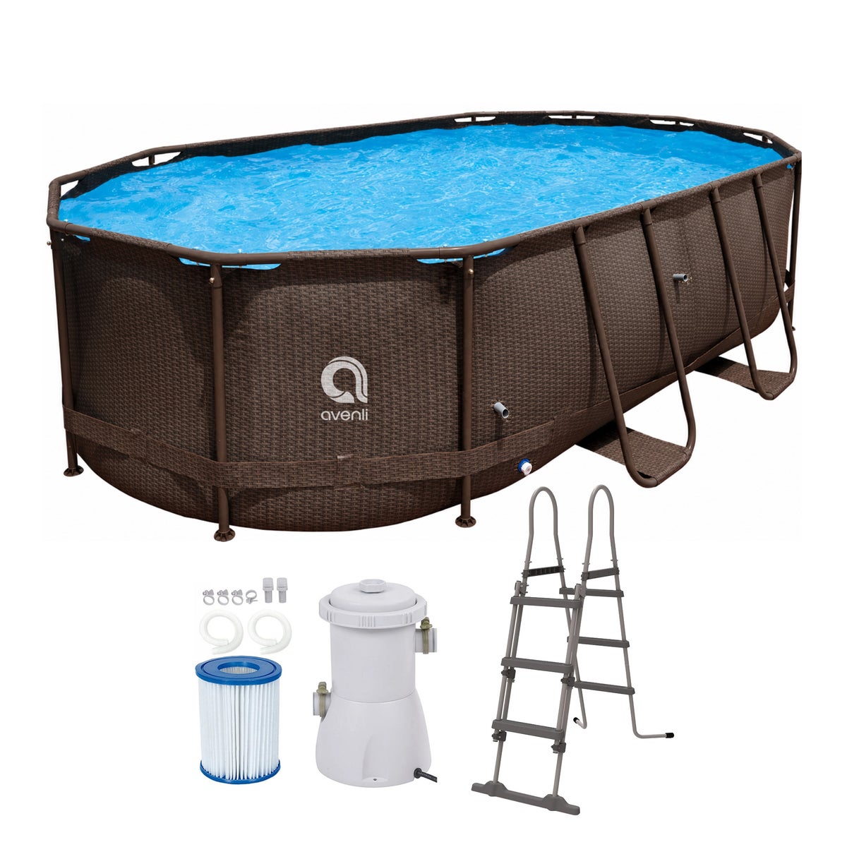 Zwembad power steel frame ovaal 427 x 275 x 100 cm met pomp en ladder Avenli Zwembad power steel frame ovaal 427 x 275 x 100 cm met pomp en ladder Avenli