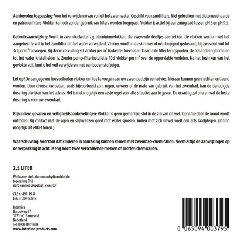 Vlokkingsmiddel 2,5L Interline Vlokkingsmiddel 2,5L Interline