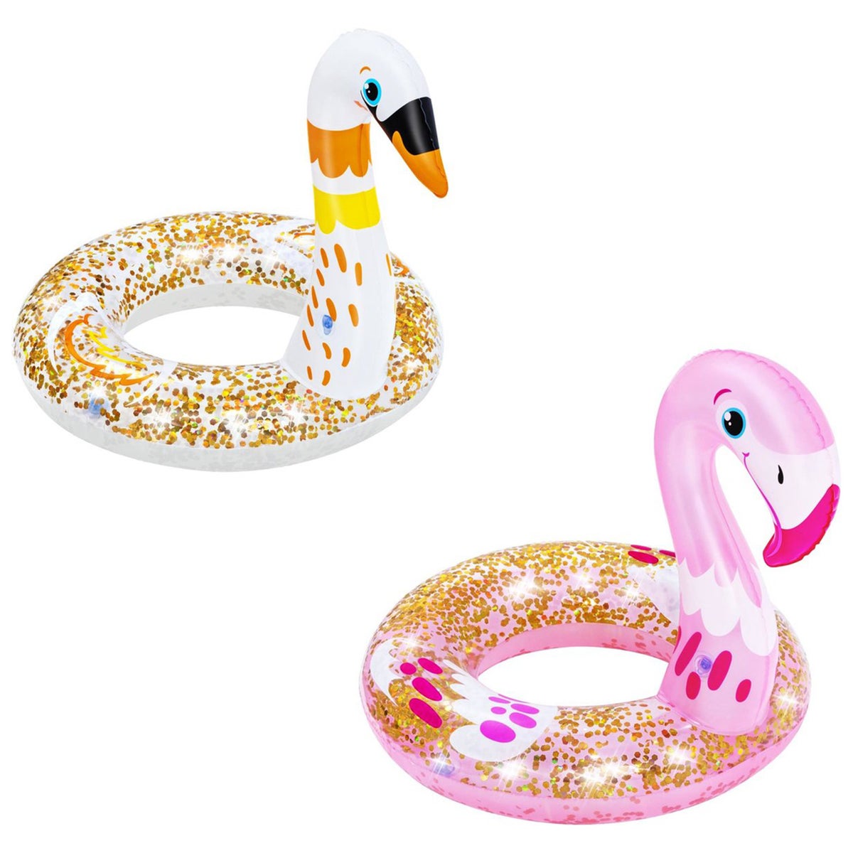 Zwemband glitter zwaan of flamingo Ø61 cm Zwemband glitter zwaan of flamingo Ø61 cm