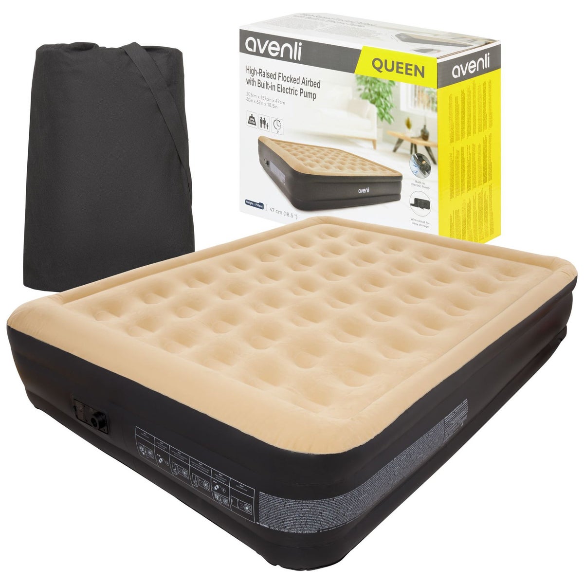 Luchtbed 2pers +pomp 203 x 157 x 47 cm Avenli Luchtbed 2pers +pomp 203 x 157 x 47 cm Avenli