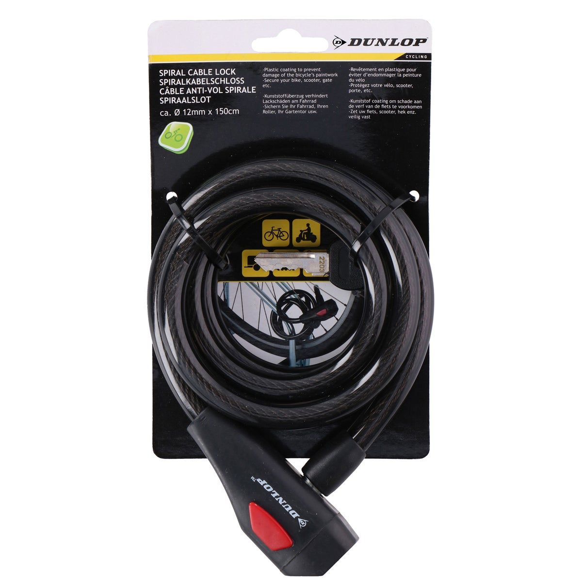 Kabelslot spiraal 150 cm Dunlop Kabelslot spiraal 150 cm Dunlop