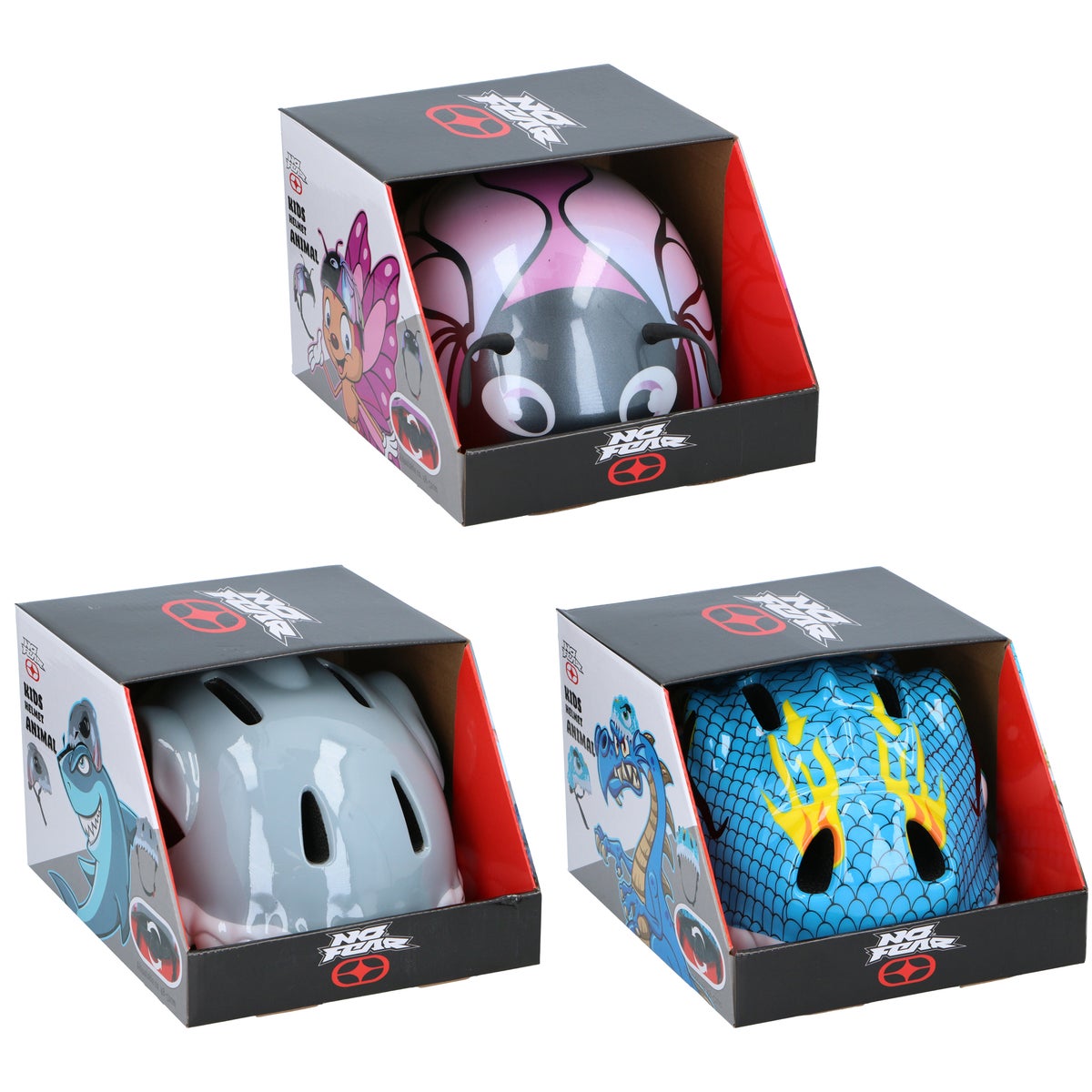 Fietshelm kind dier 3D assorti No Fear Fietshelm kind dier 3D assorti No Fear