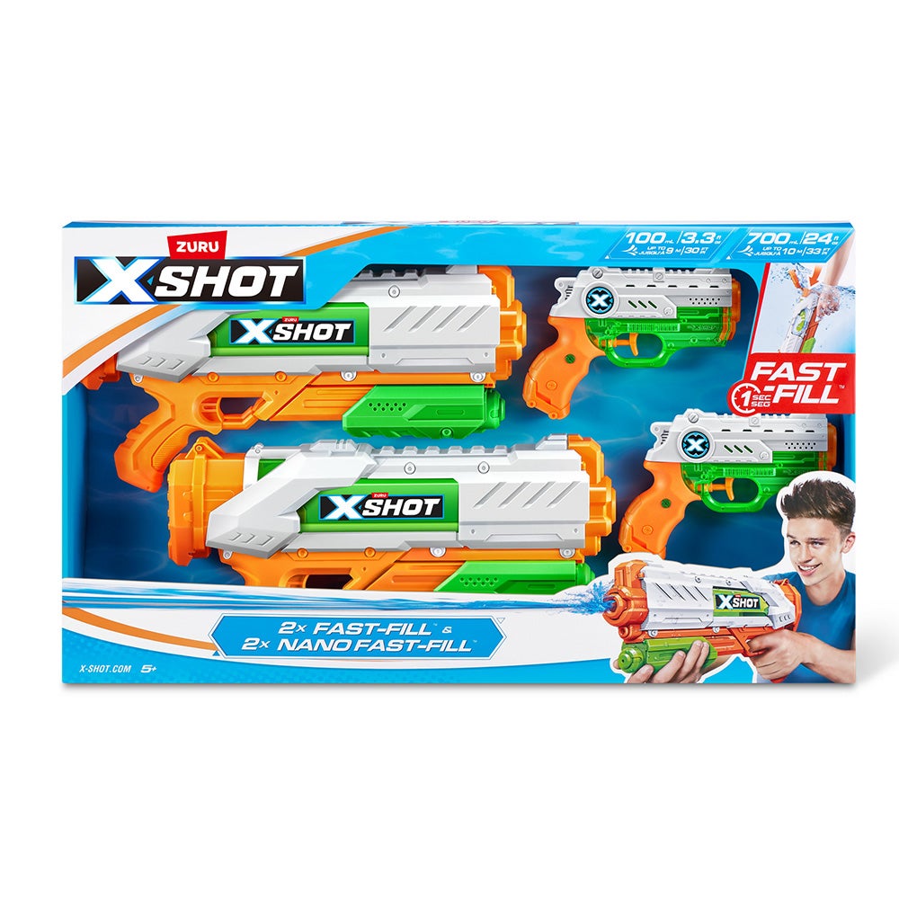 Watergeweer Medium + Nano blaster 4pk X-Shot Watergeweer Medium + Nano blaster 4pk X-Shot