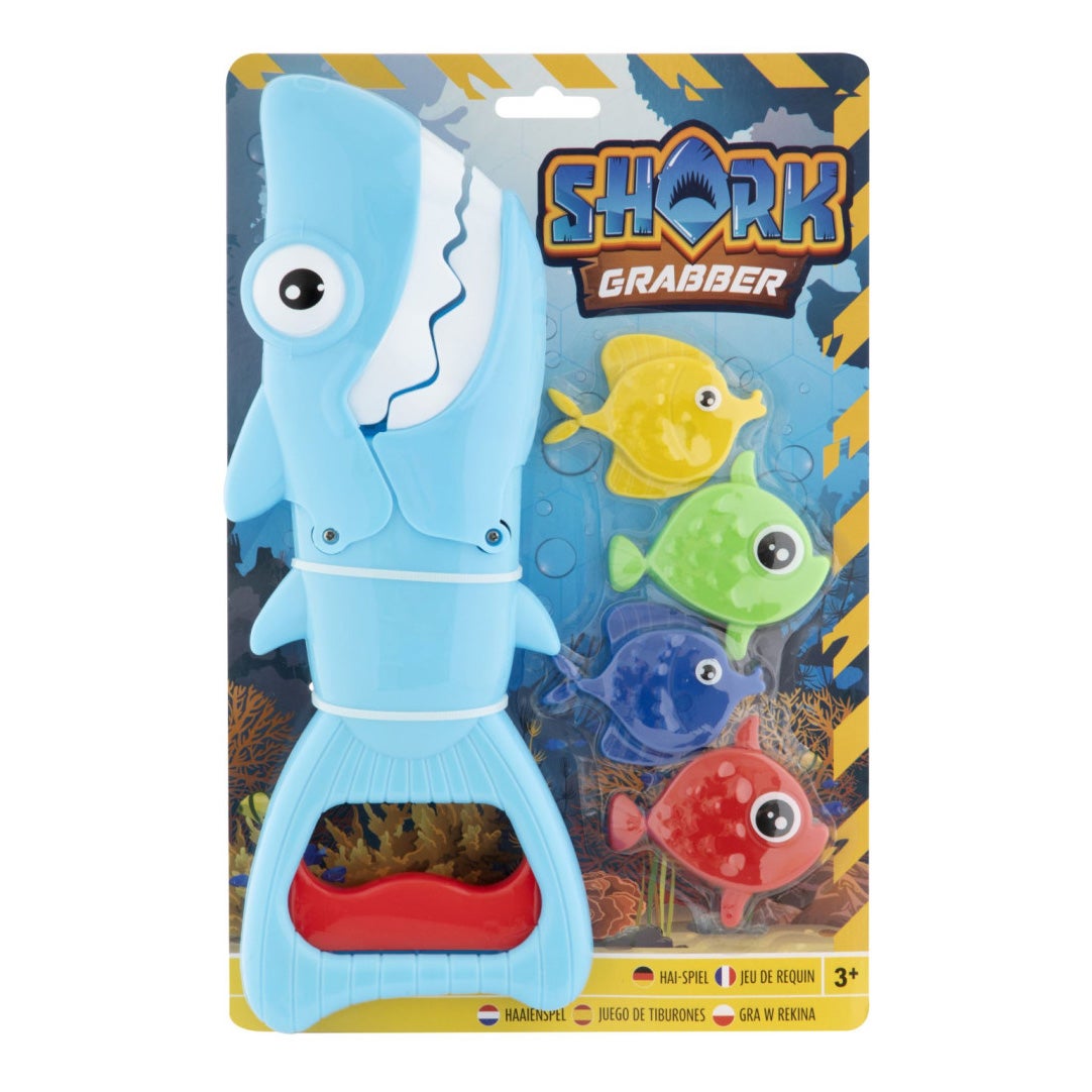 Grijper haai 30 cm met 4 visjes Grijper haai 30 cm met 4 visjes