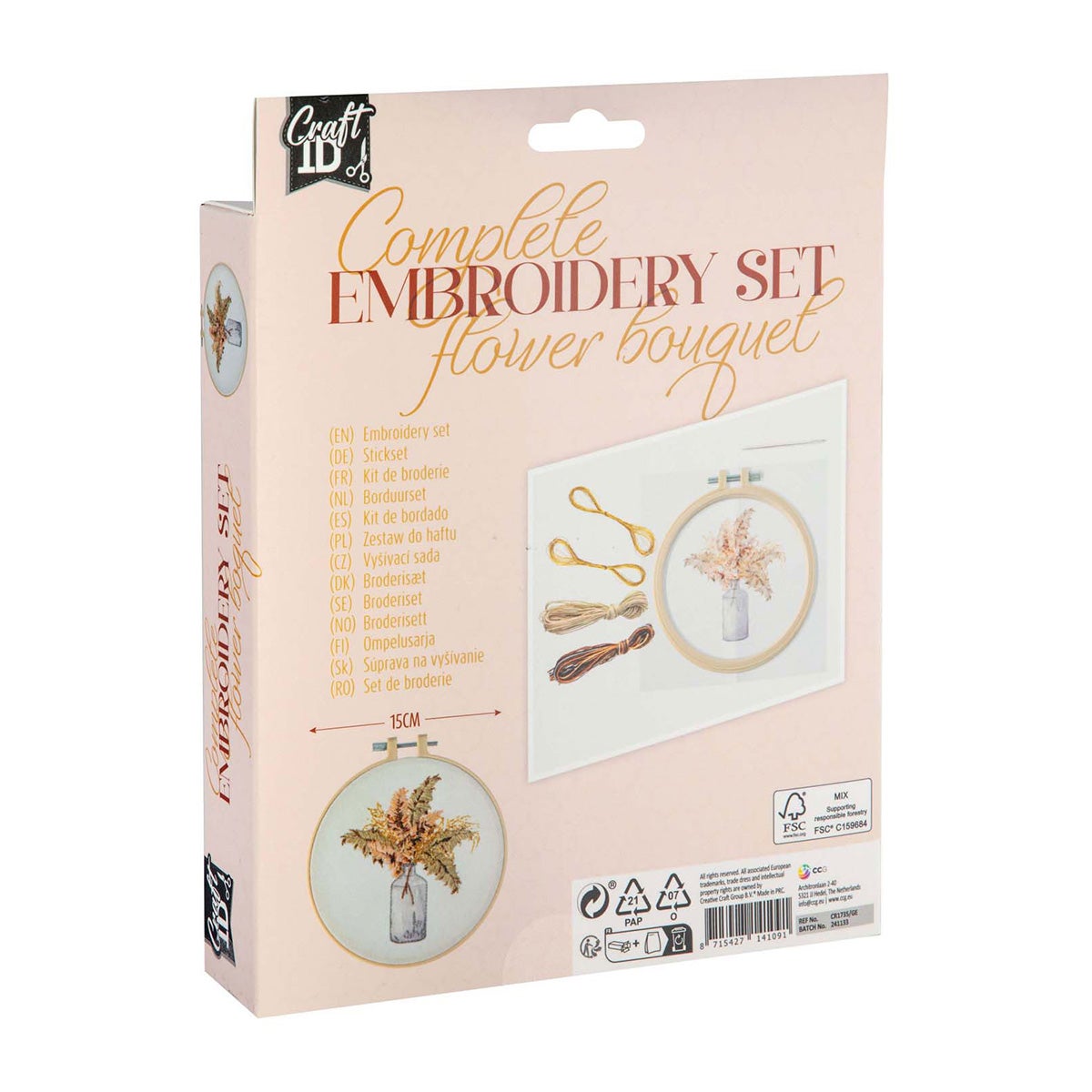 Borduurset vaas met bloemen Borduurset vaas met bloemen