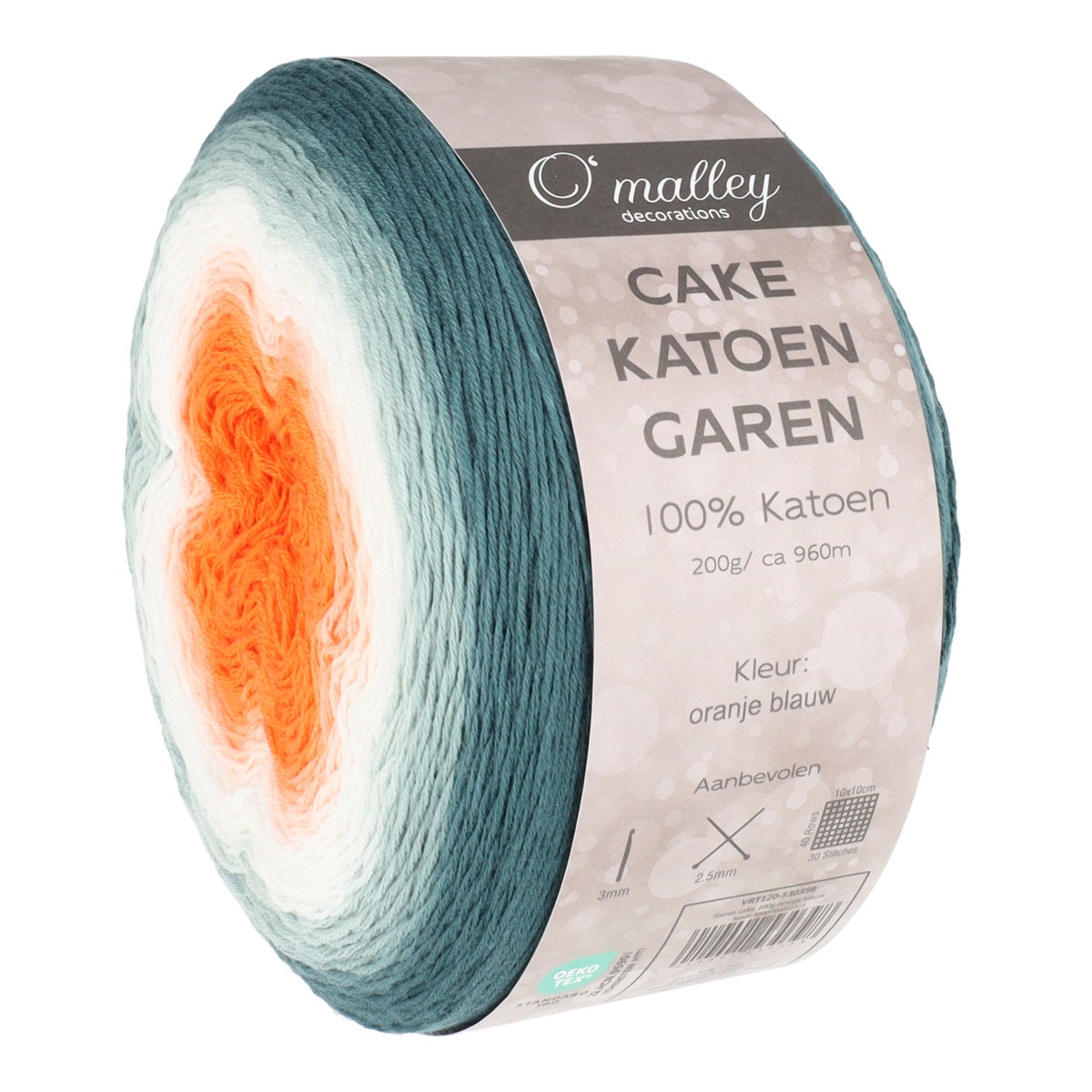 Garen cake 200 g oranje blauw Garen cake 200 g oranje blauw