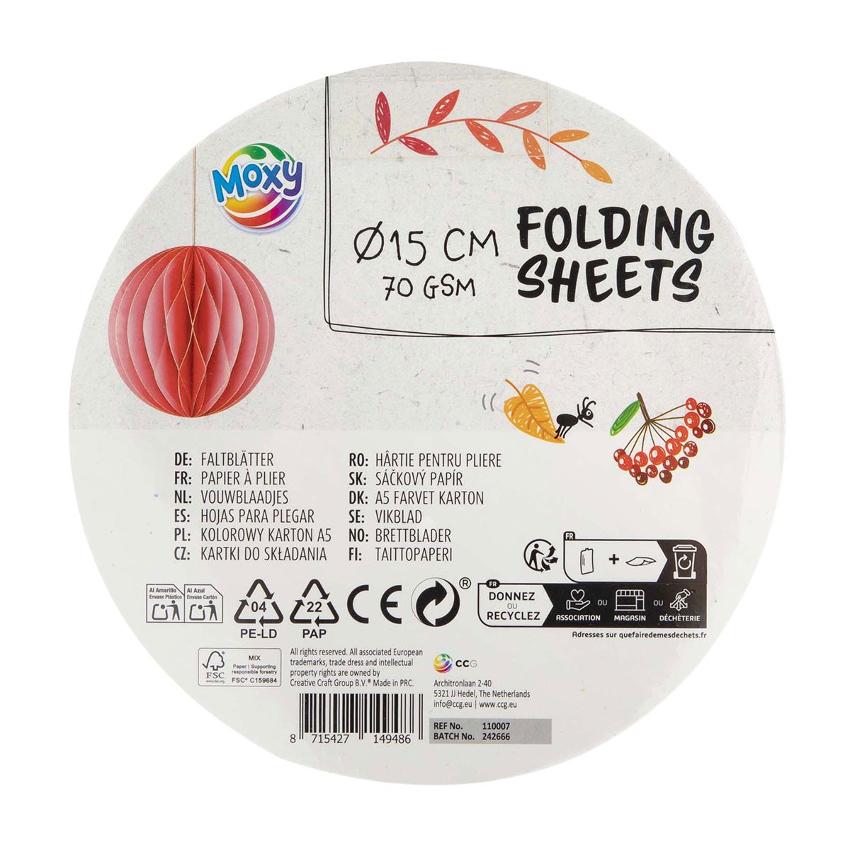 Vouwpapier rond 15 cm Vouwpapier rond 15 cm