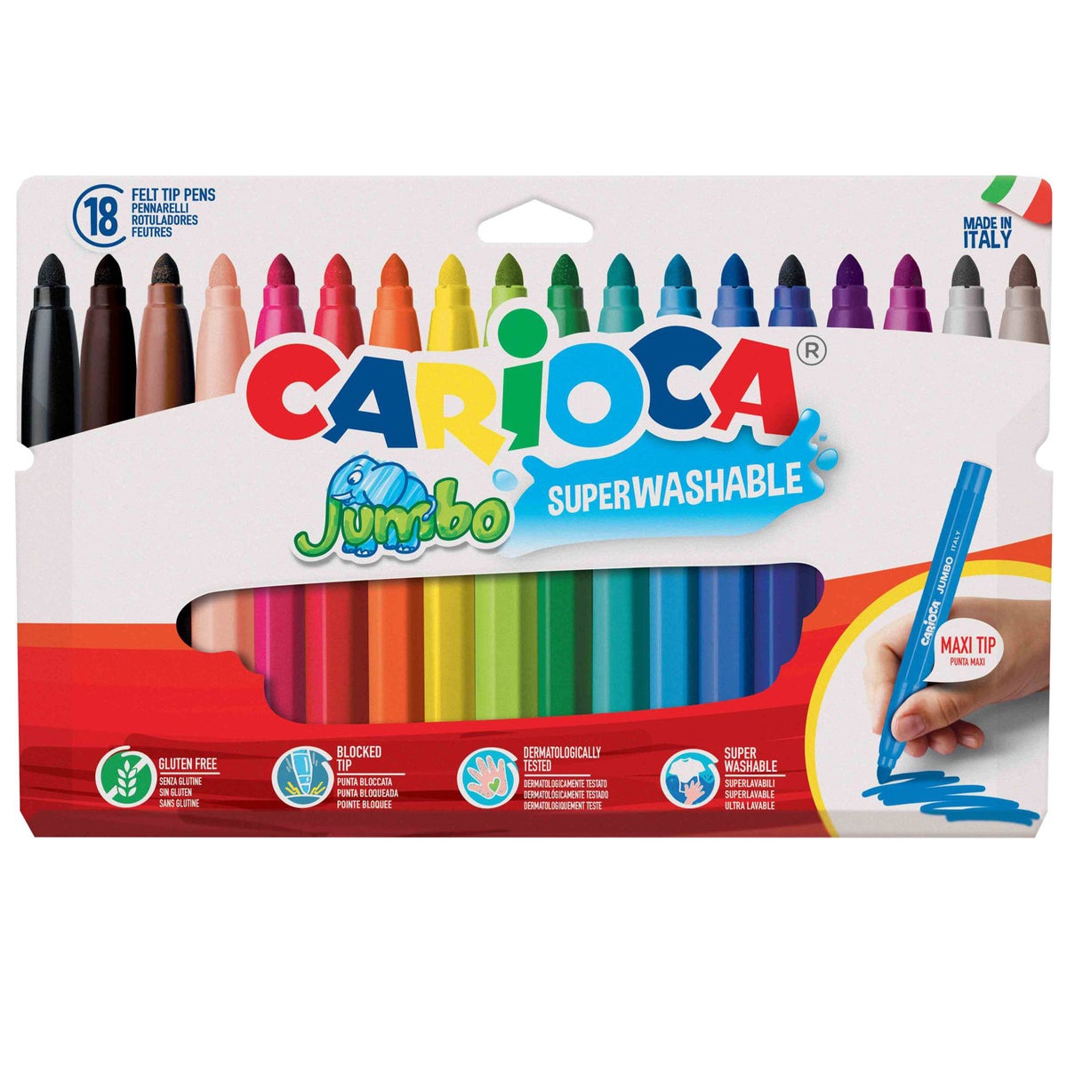 Viltstiften jumbo Carioca 18 stuks Viltstiften jumbo Carioca 18 stuks