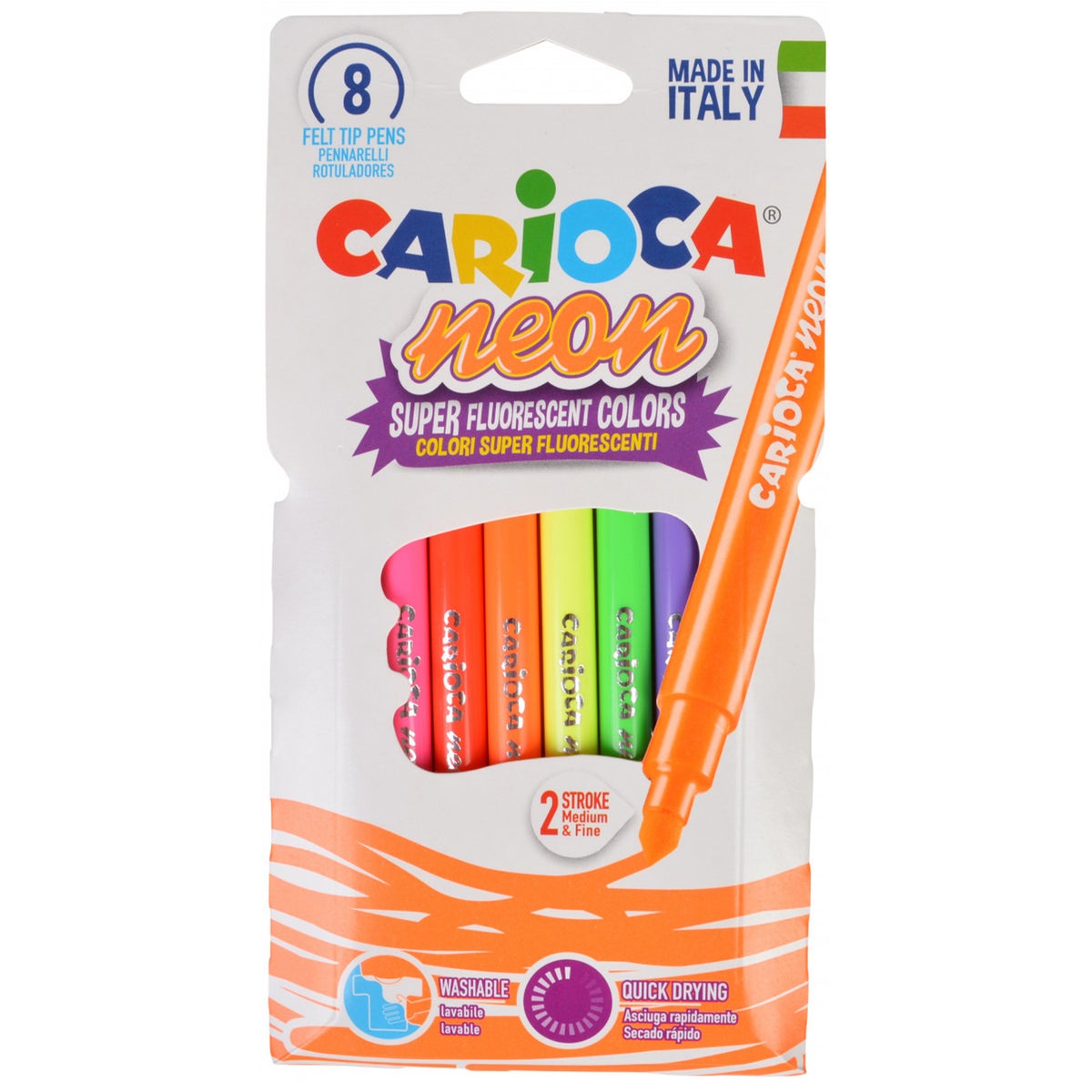 Viltstiften neon Carioca 8 stuks Viltstiften neon Carioca 8 stuks
