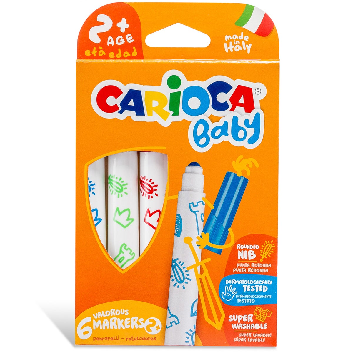 Viltstiften afwasbaar baby Carioca 6 stuks Viltstiften afwasbaar baby Carioca 6 stuks