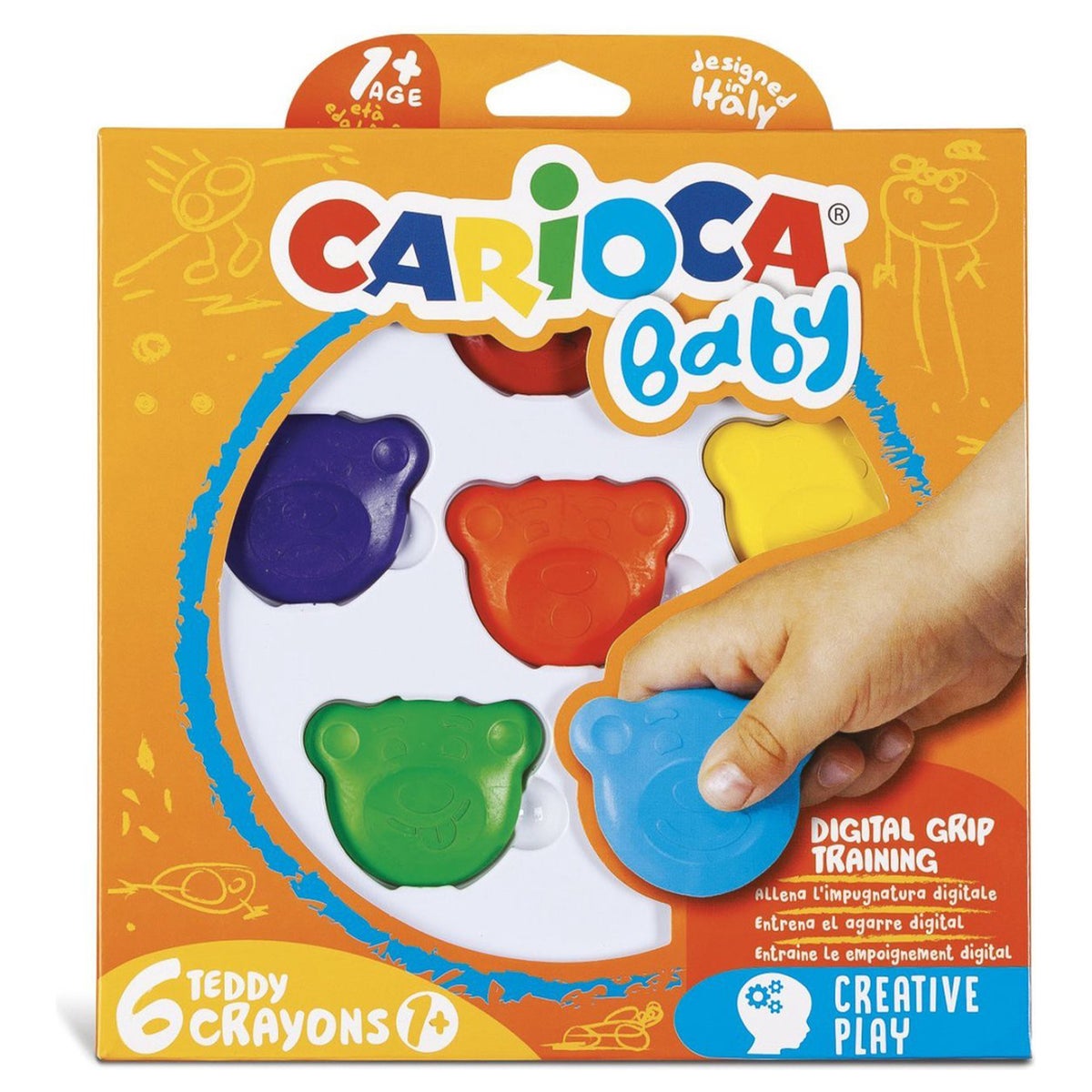 Waskrijt teddy baby Carioca 6 stuks Waskrijt teddy baby Carioca 6 stuks