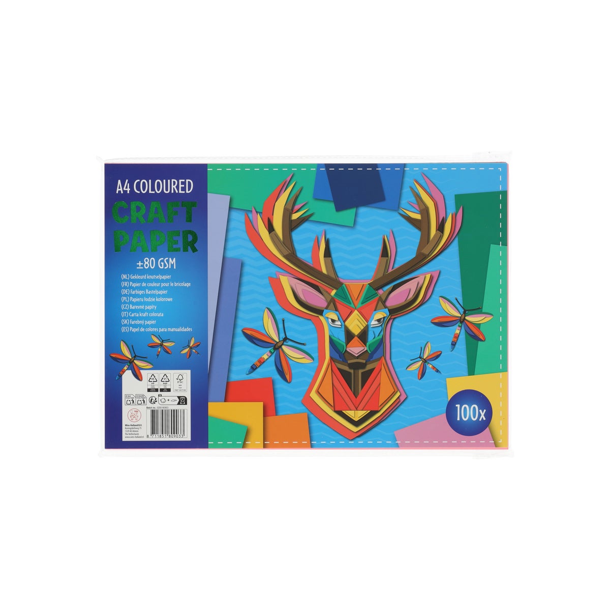 Gekleurd knutselpapier A4 100 stuks Gekleurd knutselpapier A4 100 stuks