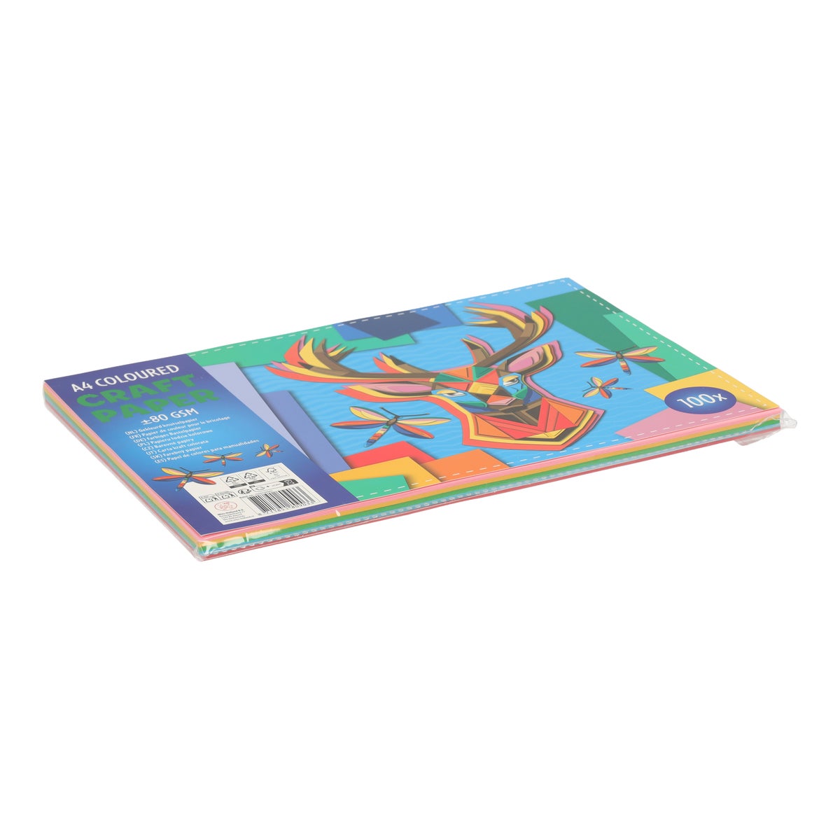 Gekleurd knutselpapier A4 100 stuks Gekleurd knutselpapier A4 100 stuks