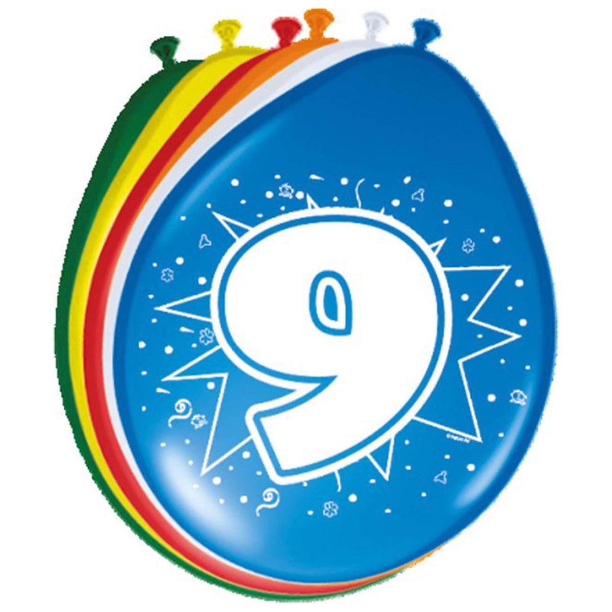 Ballon 30 cm 9 jaar 8 stuks Ballon 30 cm 9 jaar 8 stuks