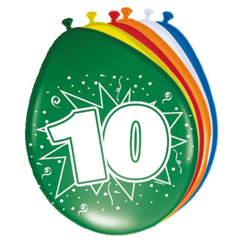 Ballon 30 cm 10 jaar 8 stuks Ballon 30 cm 10 jaar 8 stuks