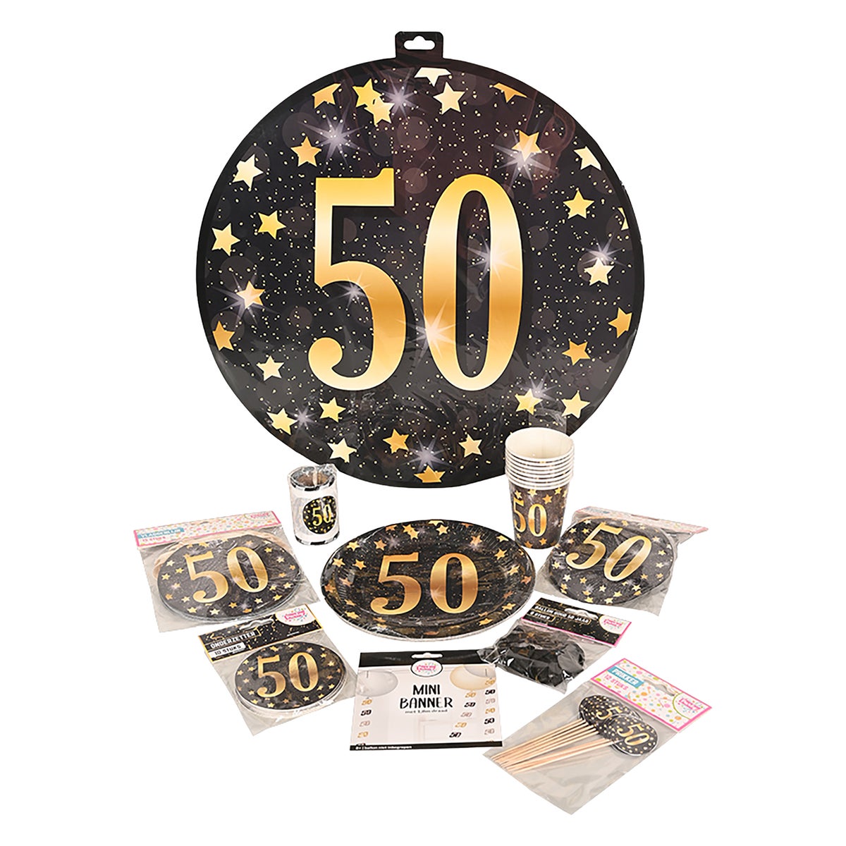 Onderzetter 10 stuks 50 jaar party gold Onderzetter 10 stuks 50 jaar party gold