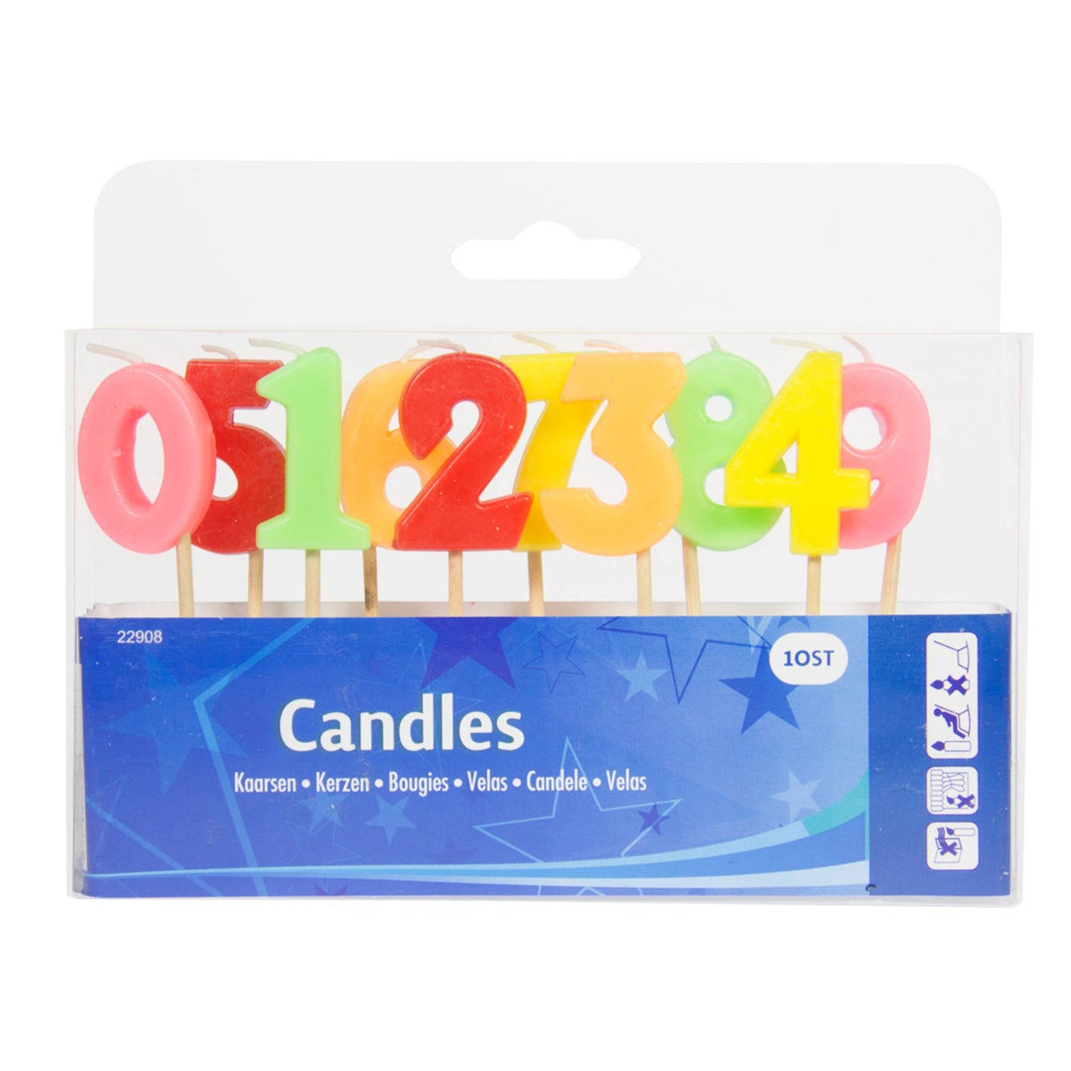 Kaars 0 tot 9 set meerkleurig Kaars 0 tot 9 set meerkleurig