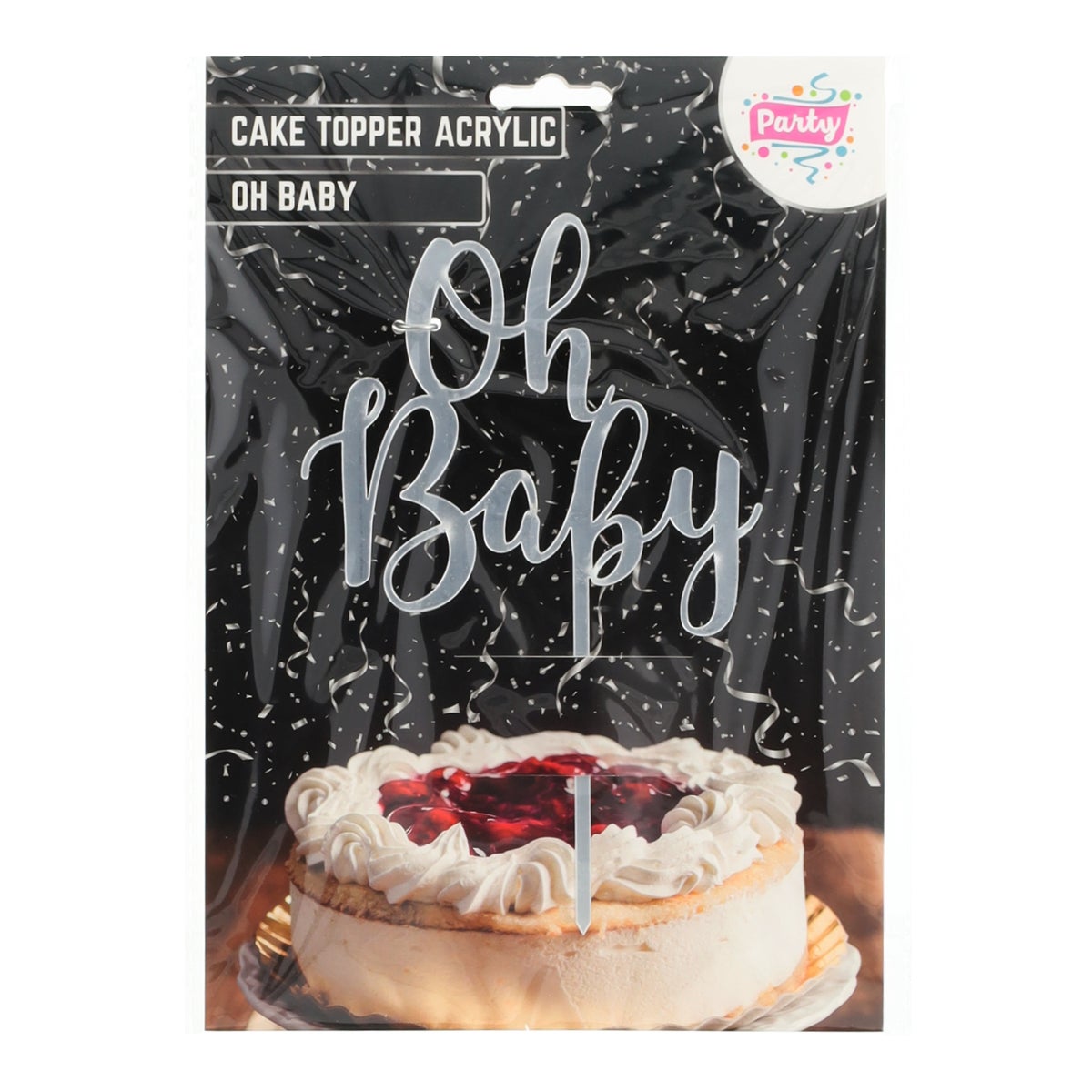 Cake topper acryl Oh baby zilver Cake topper acryl Oh baby zilver