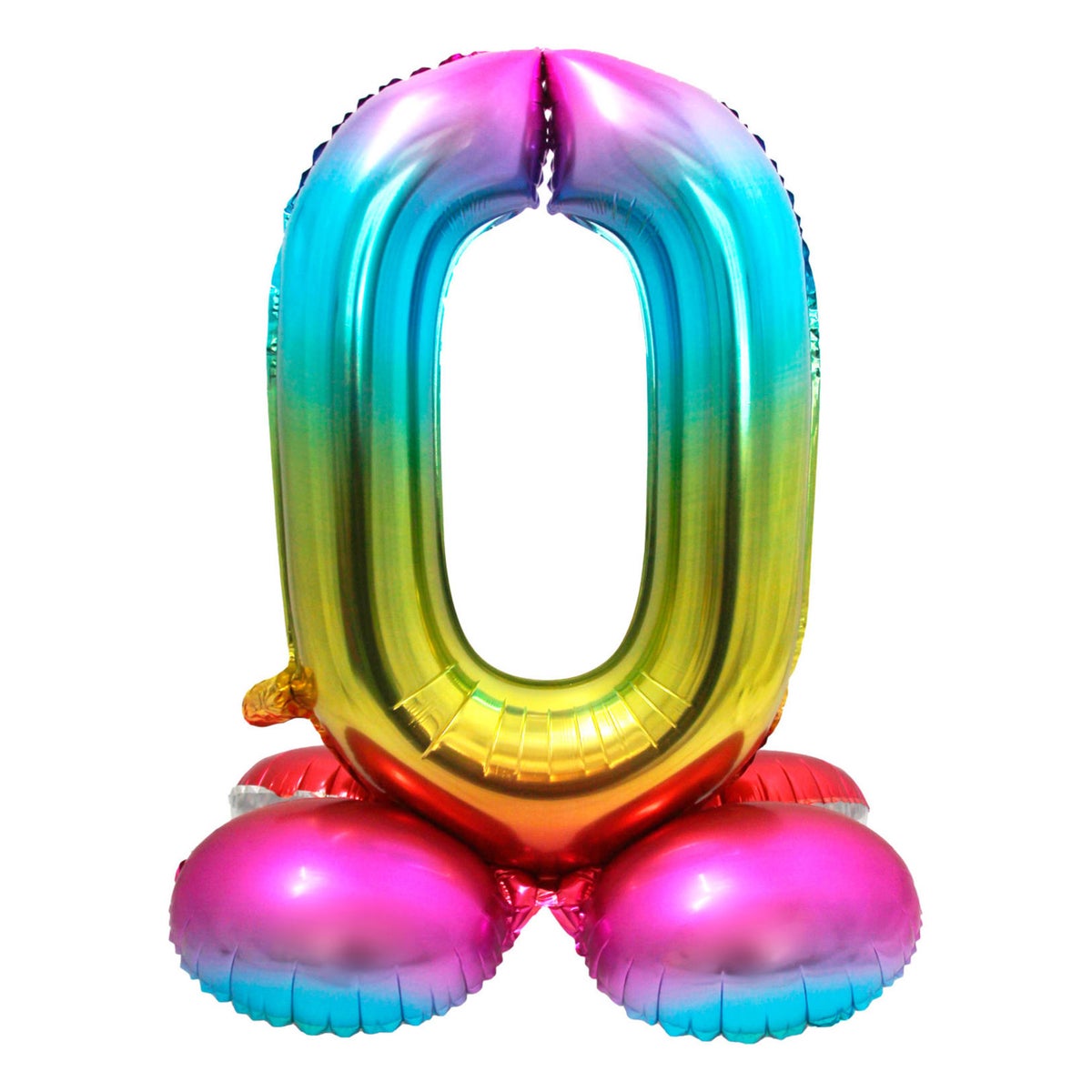 Folieballon 0 staand regenboog 80 cm Folieballon 0 staand regenboog 80 cm