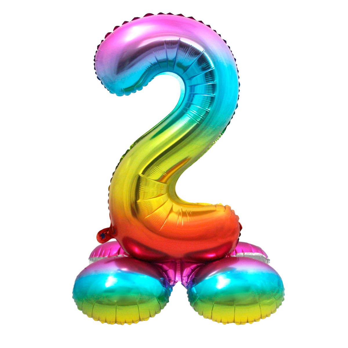 Folieballon 2 staand regenboog 80 cm Folieballon 2 staand regenboog 80 cm