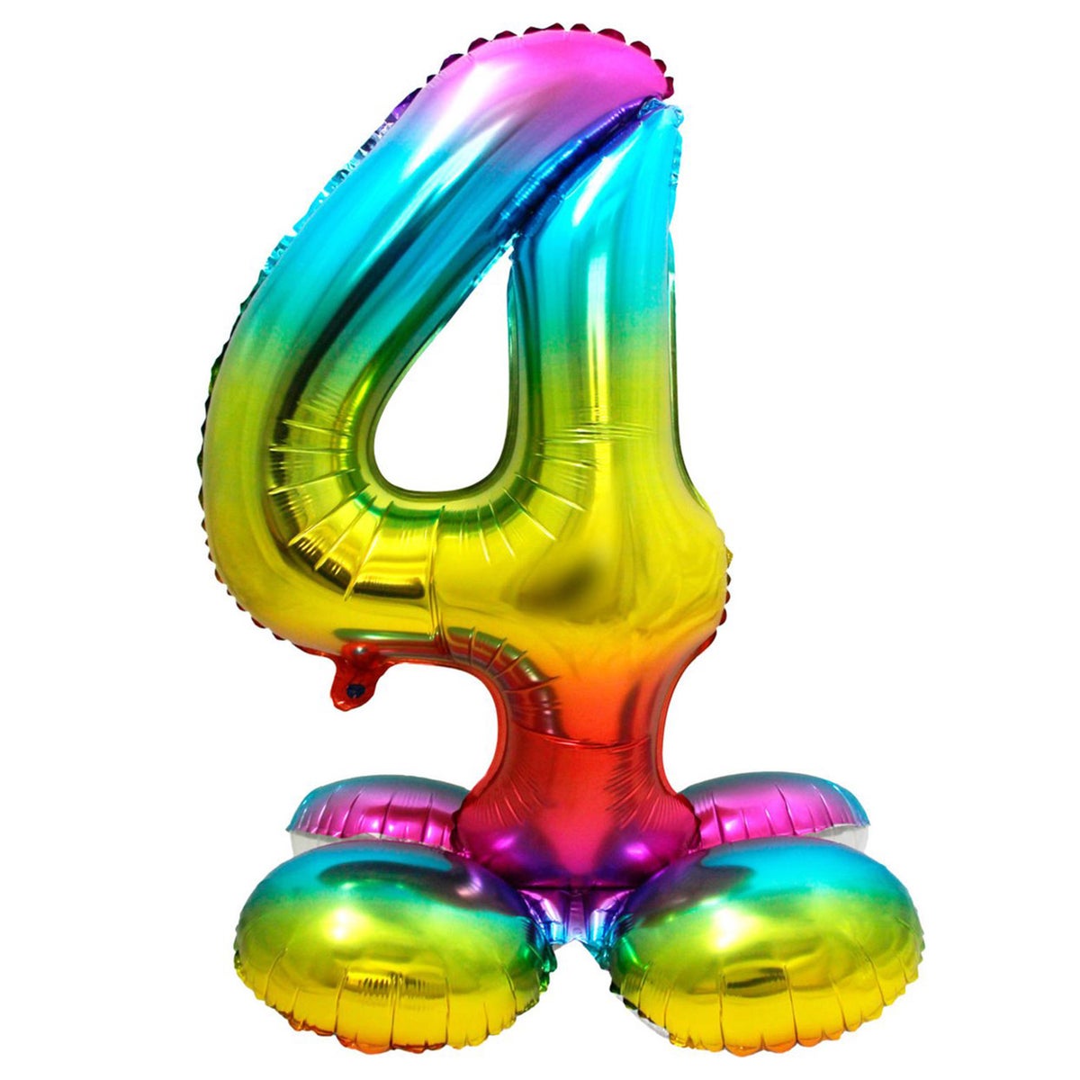Folieballon 4 staand regenboog 80 cm Folieballon 4 staand regenboog 80 cm