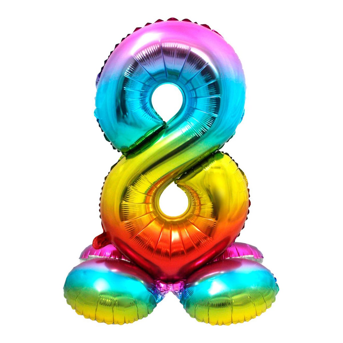 Folieballon 8 staand regenboog 80 cm Folieballon 8 staand regenboog 80 cm