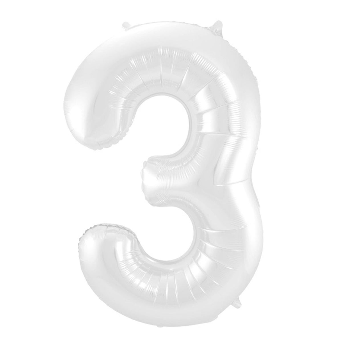 Folieballon 3 mat wit 86 cm Folieballon 3 mat wit 86 cm