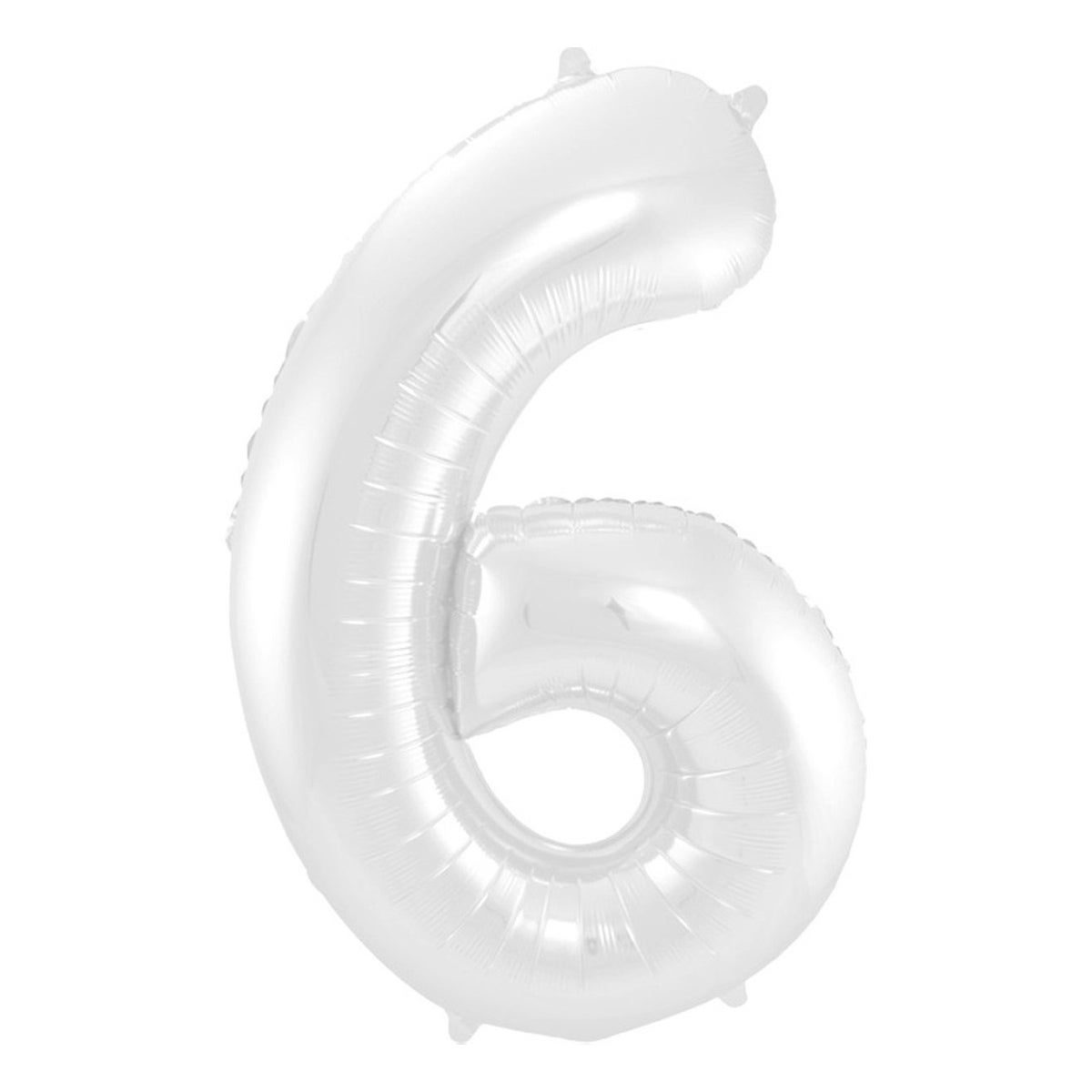 Folieballon 6 mat wit 86 cm Folieballon 6 mat wit 86 cm