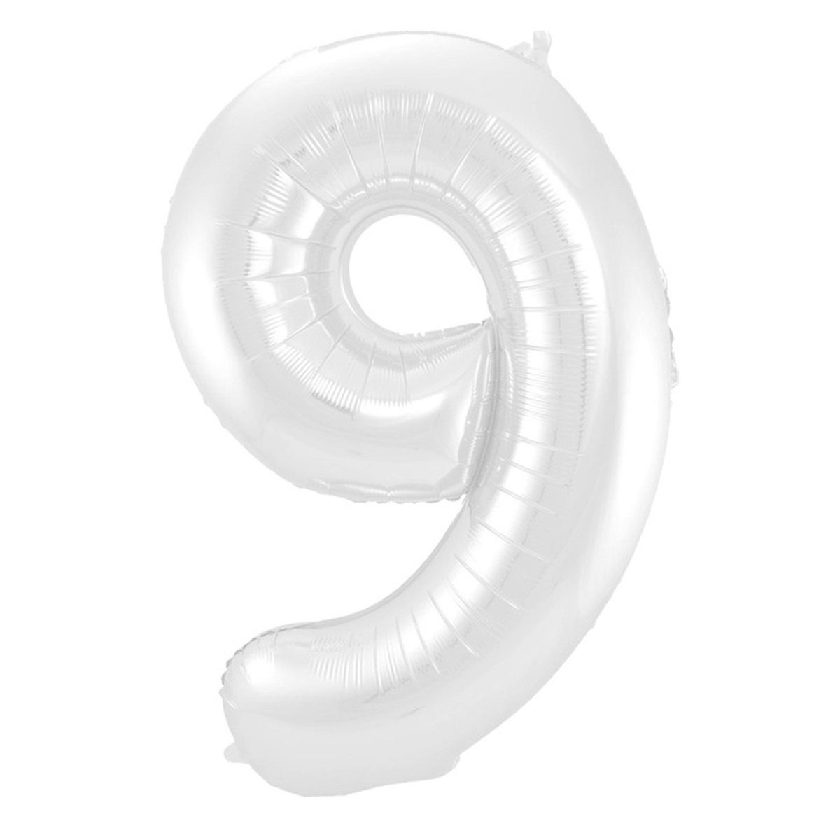 Folieballon 9 mat wit 86 cm Folieballon 9 mat wit 86 cm