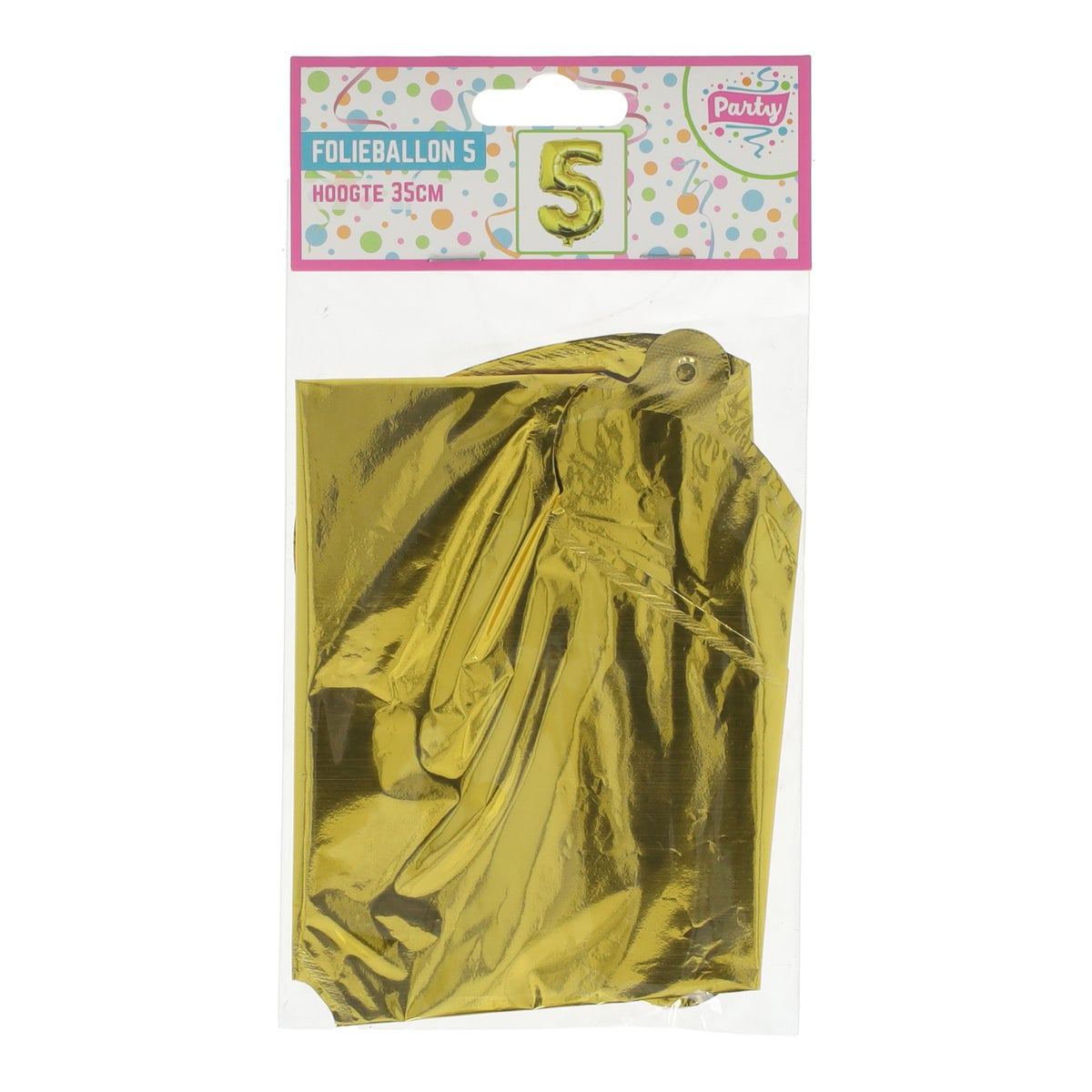 Folieballon 35 cm cijfer 5 goud Folieballon 35 cm cijfer 5 goud