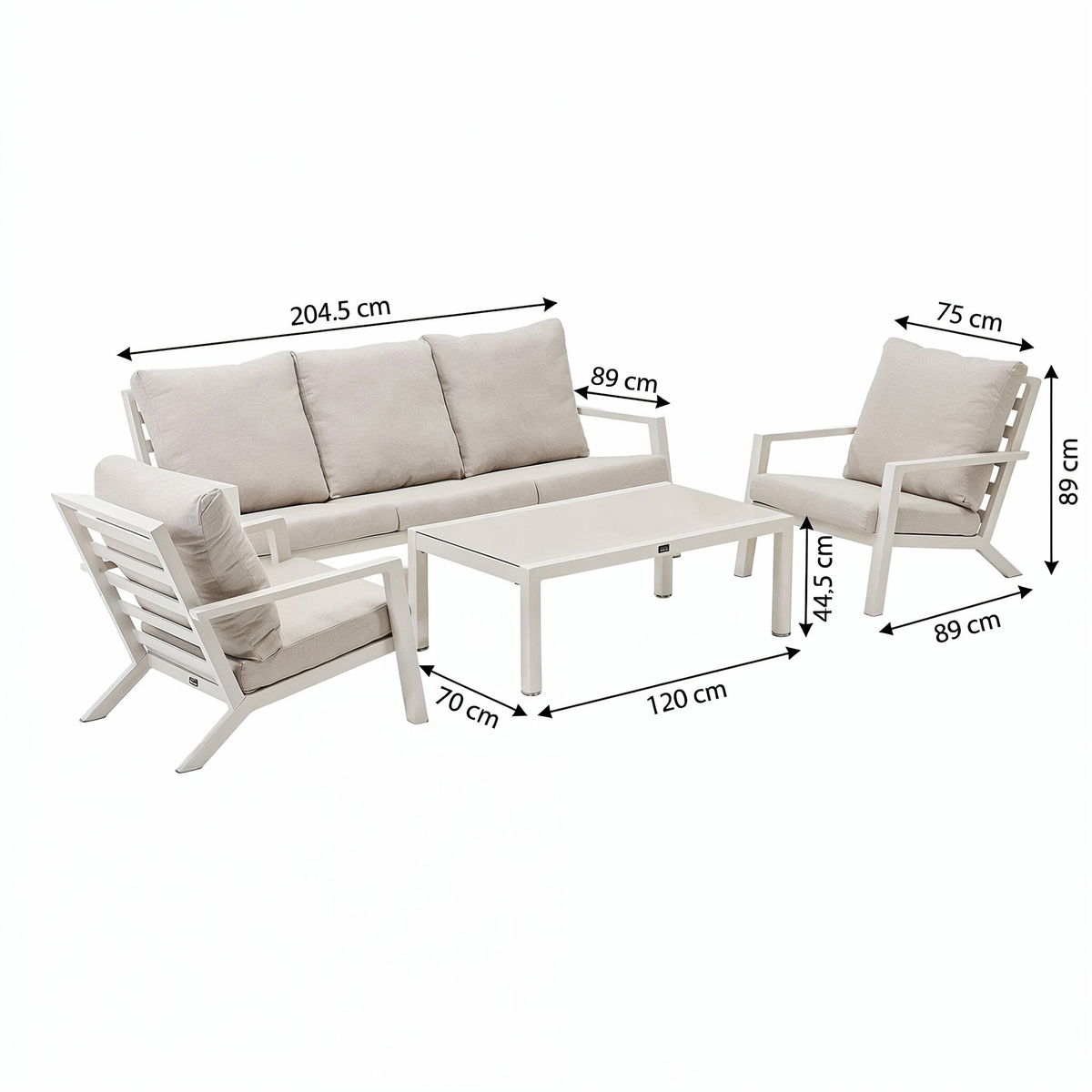 Bank-stoel Loungeset Vomano - Crème - 5-zits Bank-stoel Loungeset Vomano - Crème - 5-zits