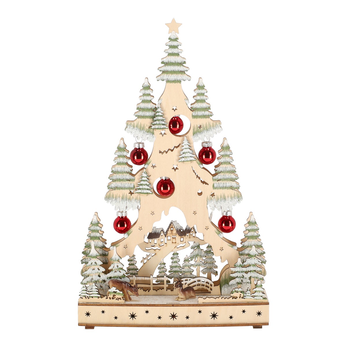 Kerstdorp boom met kerstbal 20x33cm Kerstdorp boom met kerstbal 20x33cm