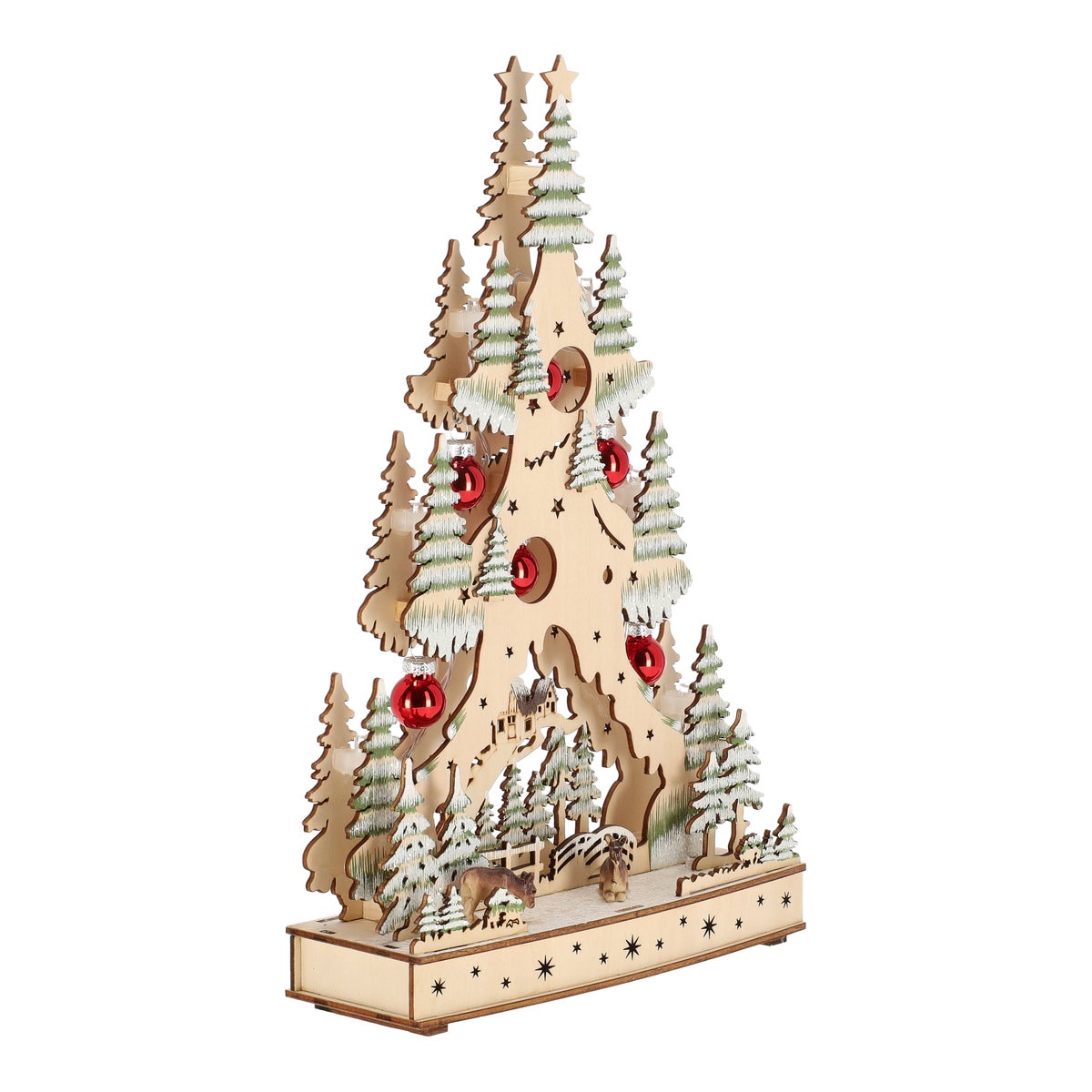 Kerstdorp boom met kerstbal 20x33cm Kerstdorp boom met kerstbal 20x33cm