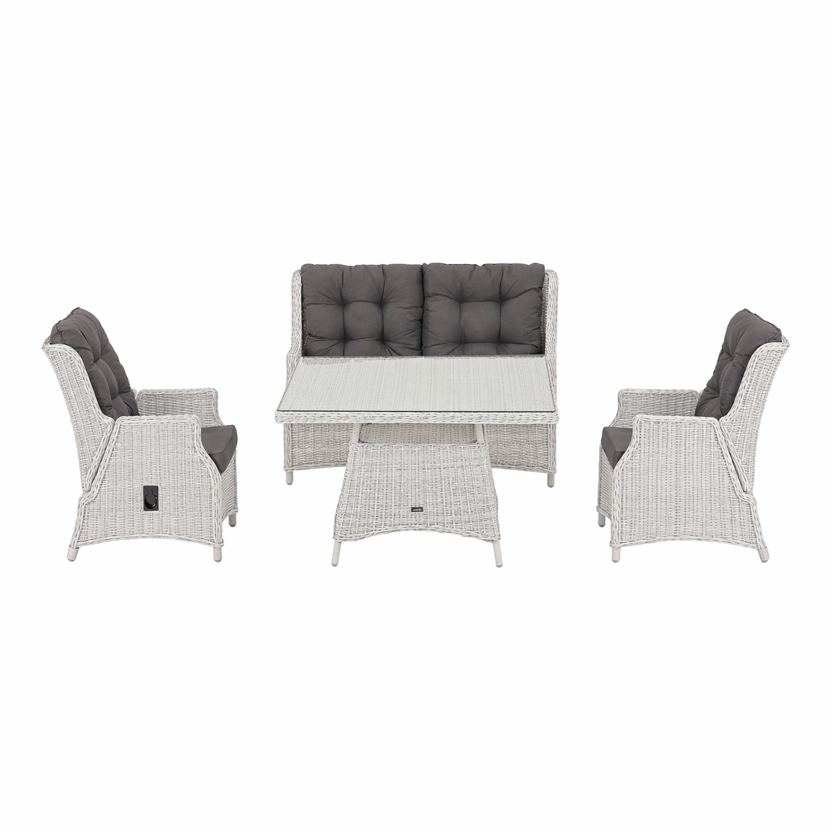 Bank-stoel Loungeset Aprano - White Grey - 4-zits Extra Bank-stoel Loungeset Aprano - White Grey - 4-zits Extra