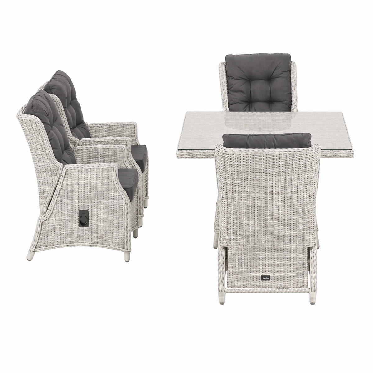 Loungeset Cardito- White Grey - 4-zits Verstelbaar Loungeset Cardito- White Grey - 4-zits Verstelbaar