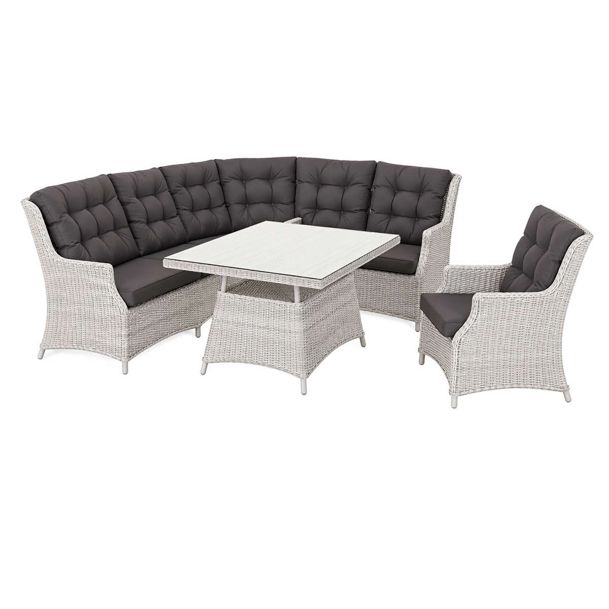 Loungeset Aprano - White Grey - 6-zits Loungeset Aprano - White Grey - 6-zits