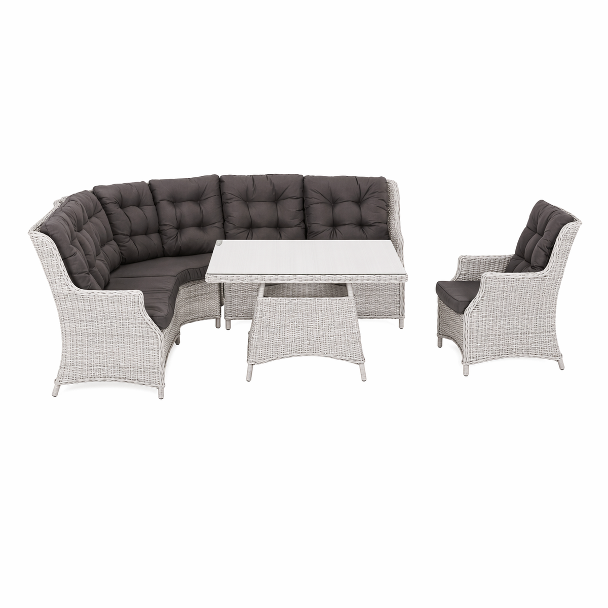 Loungeset Aprano - White Grey - 6-zits Loungeset Aprano - White Grey - 6-zits