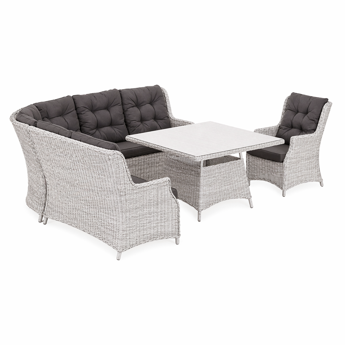 Loungeset Aprano - White Grey - 6-zits Loungeset Aprano - White Grey - 6-zits